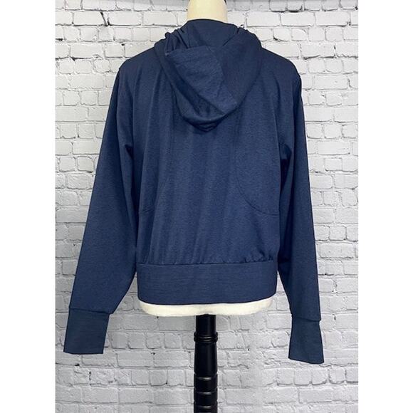 Women's Puma Blue Cloudspun Drawstring Cropped Full Zip Hoodie Size Medium - Picture 2 of 5